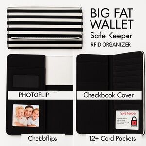 NWT Mundi Black & White Striped RFID Wallet